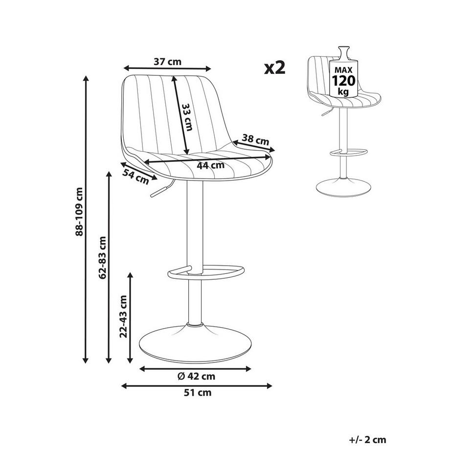 Beliani Set mit 2 Barstühlen aus Samtstoff  DUBROVNIK  