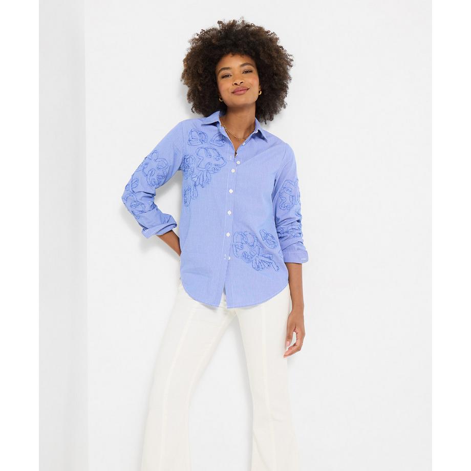 Joe Browns Camicia Gessata con Applicazioni e Spalle Cadenti  