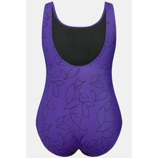 Ulla Popken Costume da bagno motivo foglie e righe senza coppe morbide  