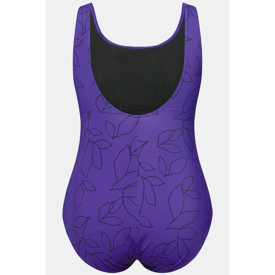 Ulla Popken Badeanzug Blätter und Streifen ohne Softcups  