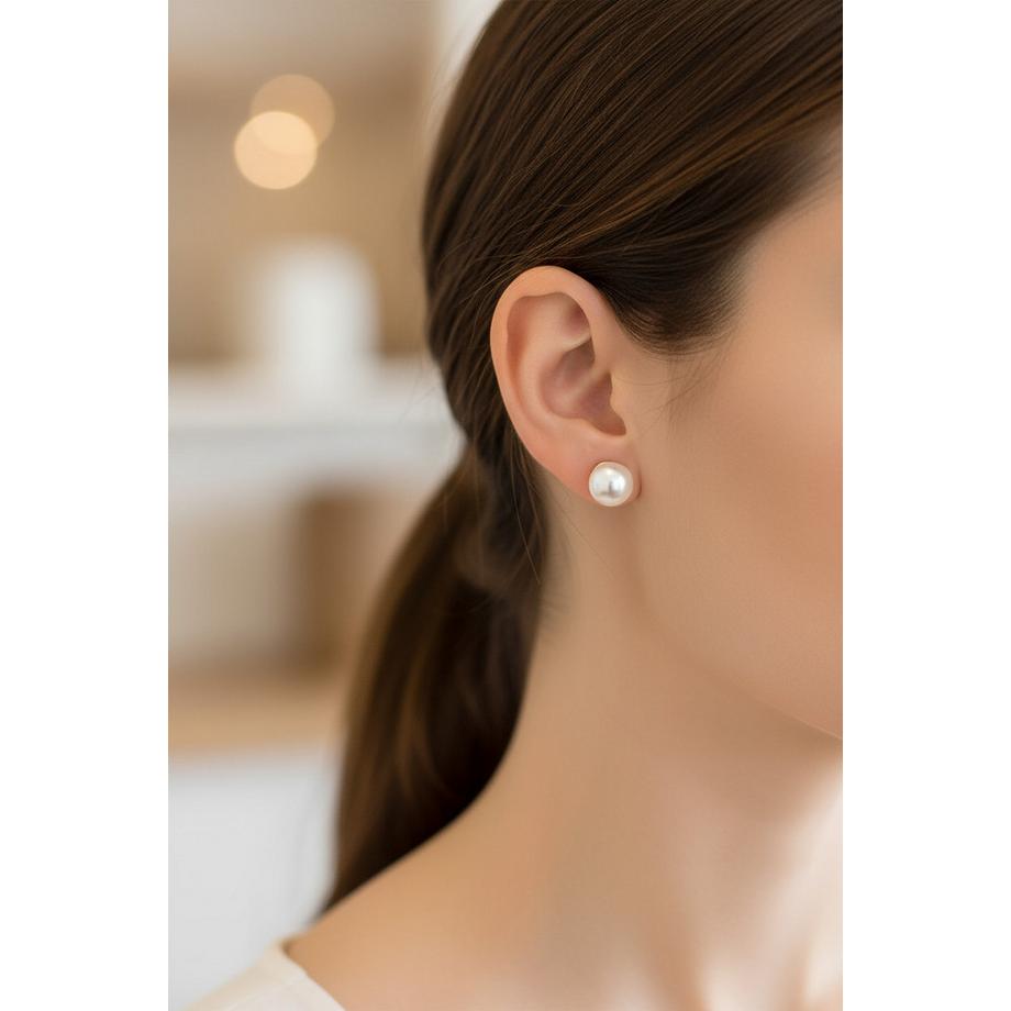 Maxte  Boucles d’eilles en  Sterling avec Perle en Verre 