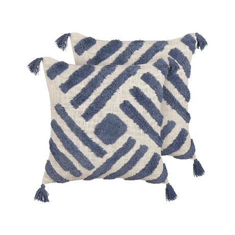 Beliani Lot de 2 coussins décoratifs en Coton Traditionnel JACARANDA  