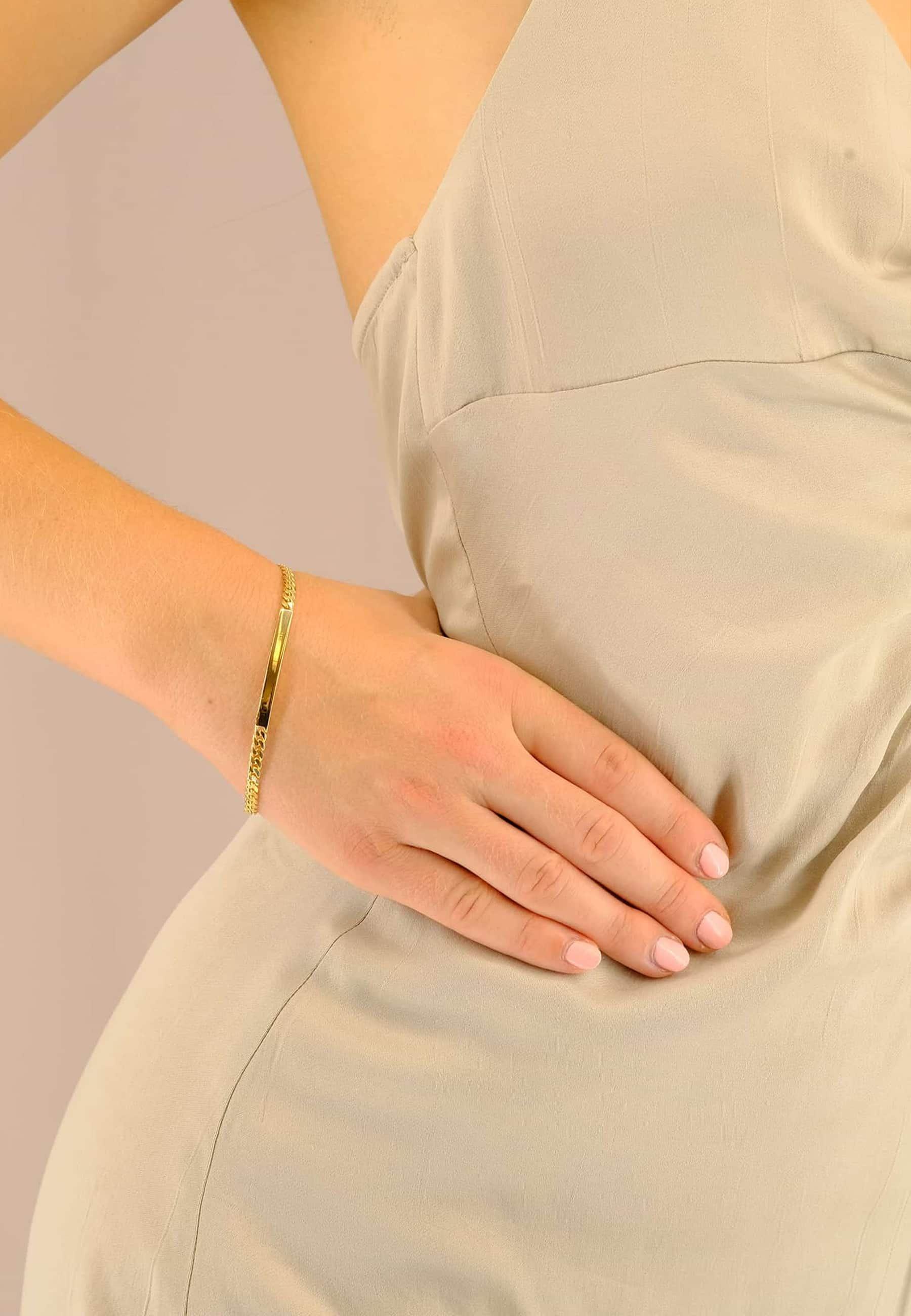 MUAU Schmuck  ID-Armband Panzer Gelbgold 750, 22cm, 4mm 