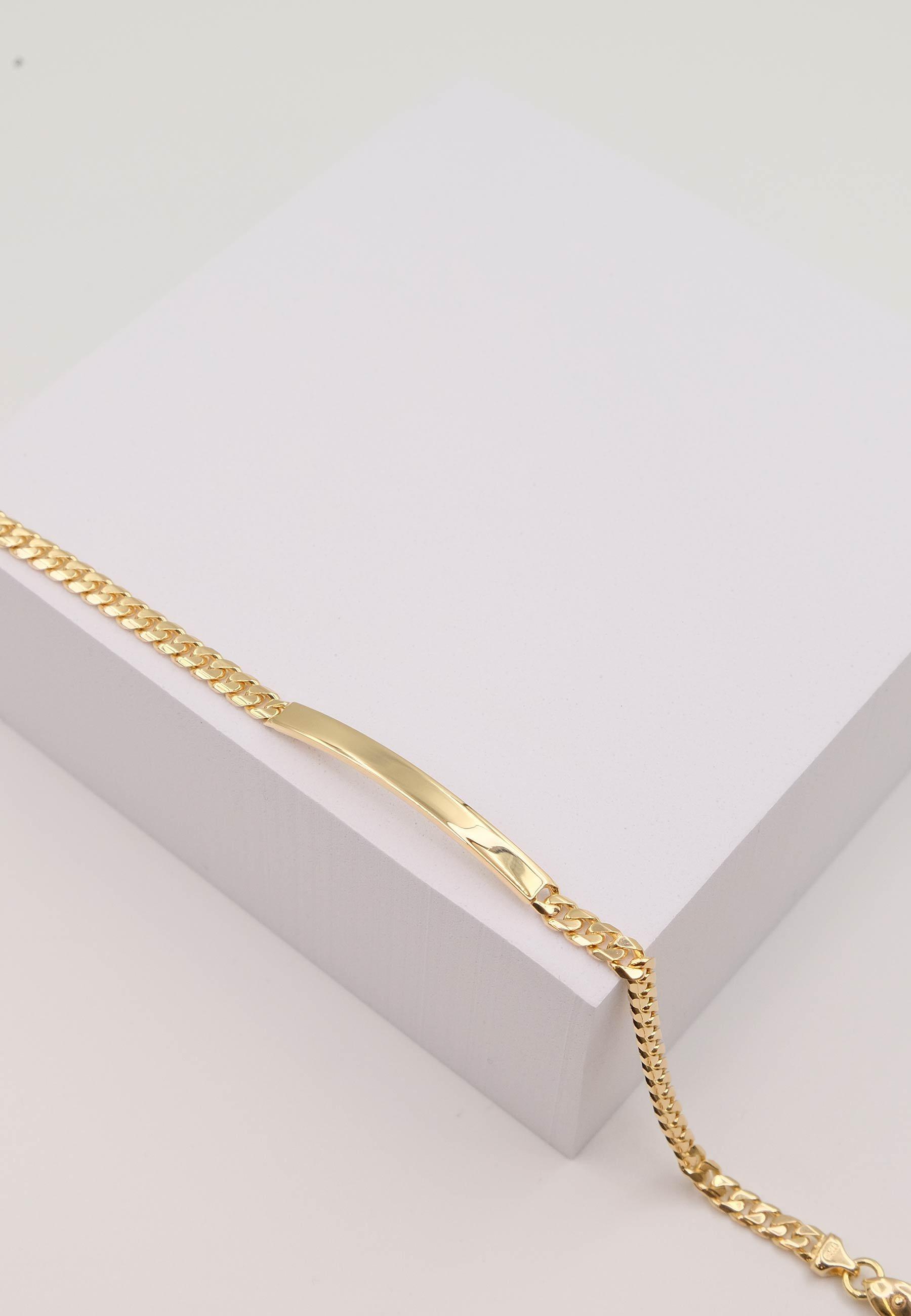 MUAU Schmuck  ID-Armband Panzer Gelbgold 750, 22cm, 4mm 