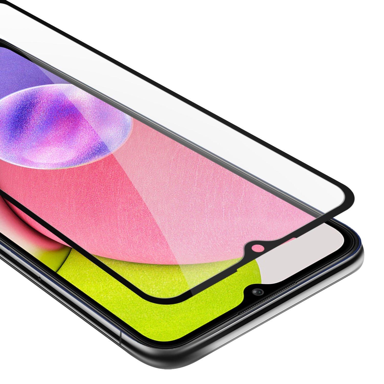 Cadorabo  Plein écran Film de protection compatible avec Samsung Galaxy A03s - Verre de protection d'écran durci (Tempered) d'une dureté de 9H avec 3D Touch 