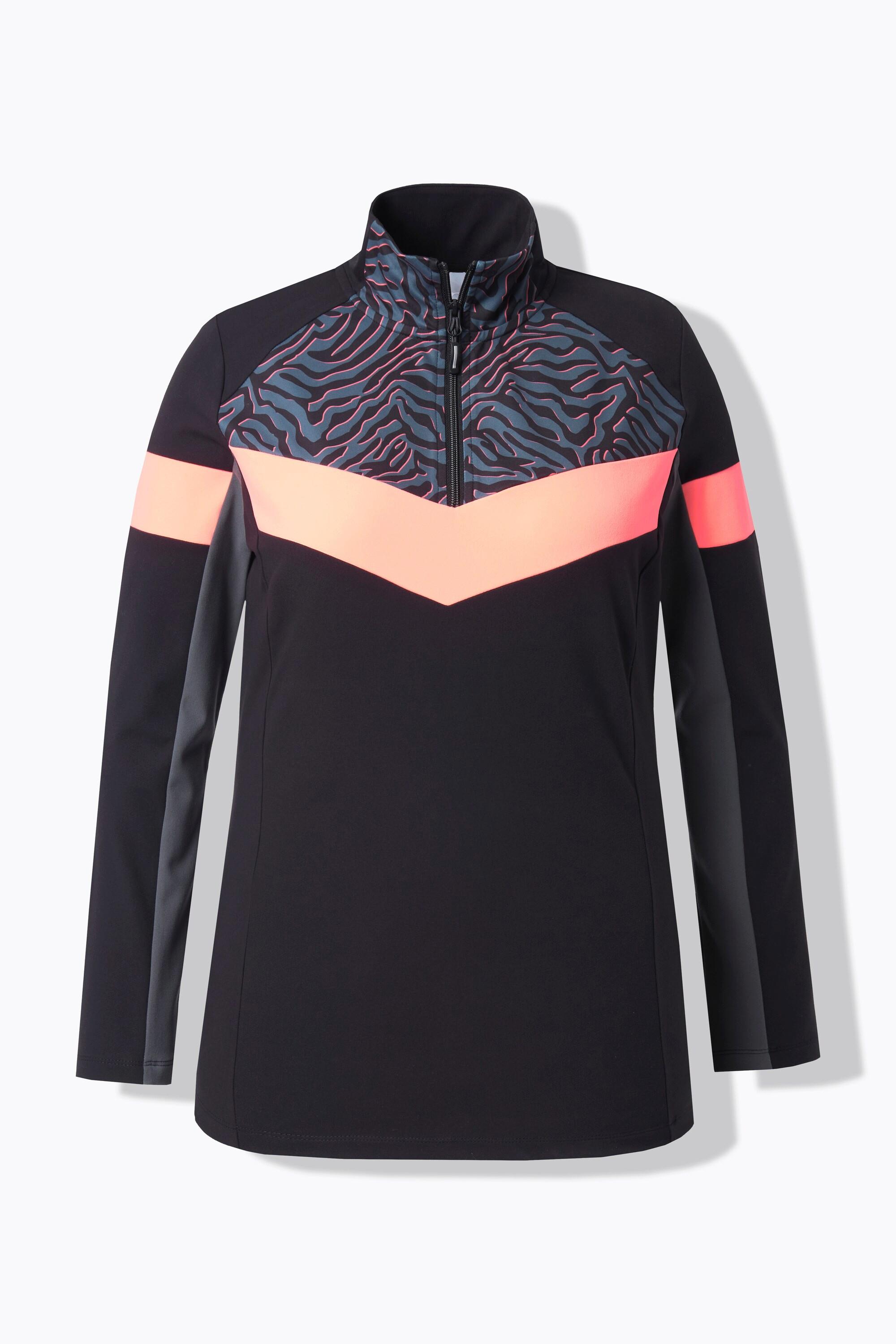 Ulla Popken Maglia Polo Funzionale Slim Fit Collo Alto Maniche Lunghe Riciclato  