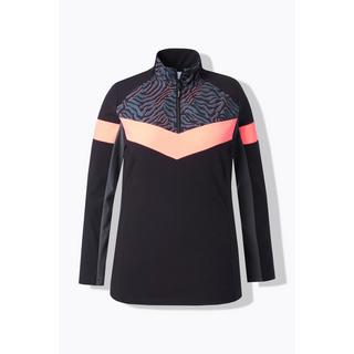 Ulla Popken Maglia Polo Funzionale Slim Fit Collo Alto Maniche Lunghe Riciclato  