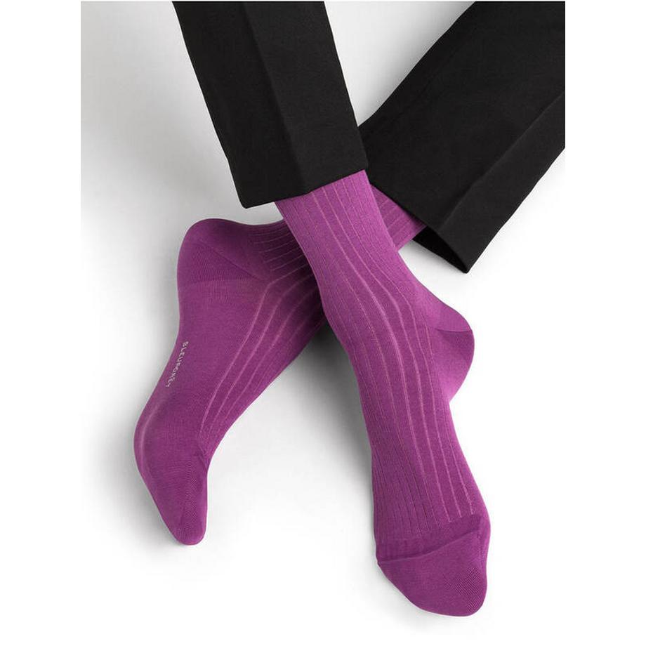 BLEU FORET Fil d'Ecosse Gerippte Socken  