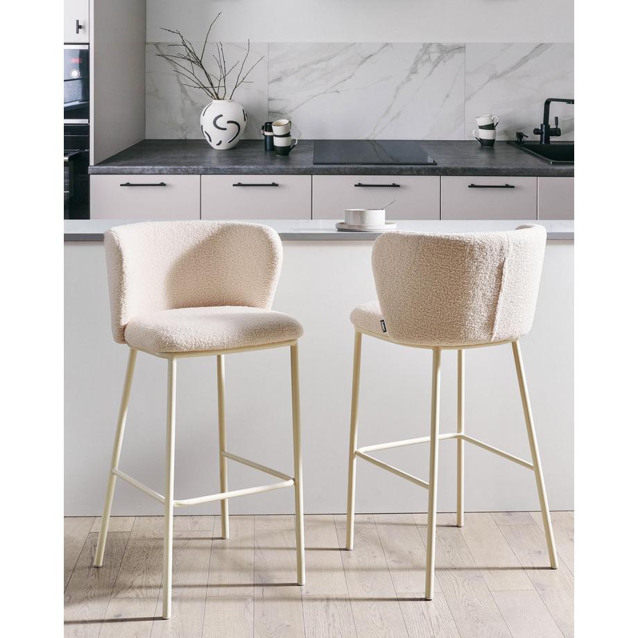 Beliani Set mit 2 Barstühlen aus Bouclé Minimalistisch MINA II  