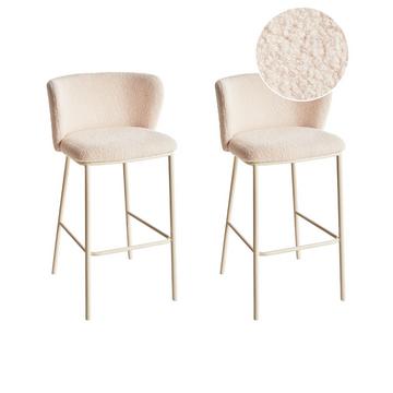 Lot de 2 chaises de bar en Bouclé Moderne MINA II