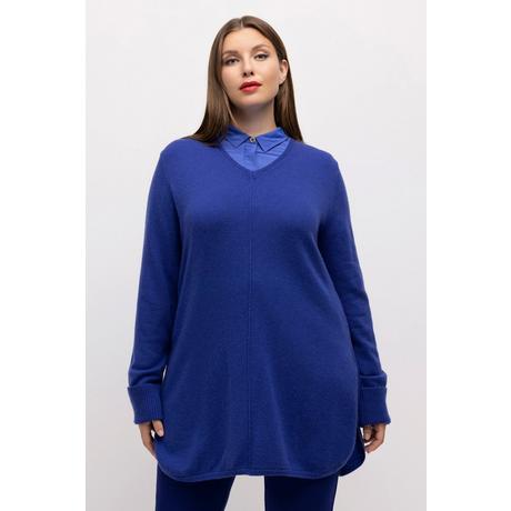 Ulla Popken  Pullover, edler Wollmix, Biese, V-Ausschnitt, Langarm 