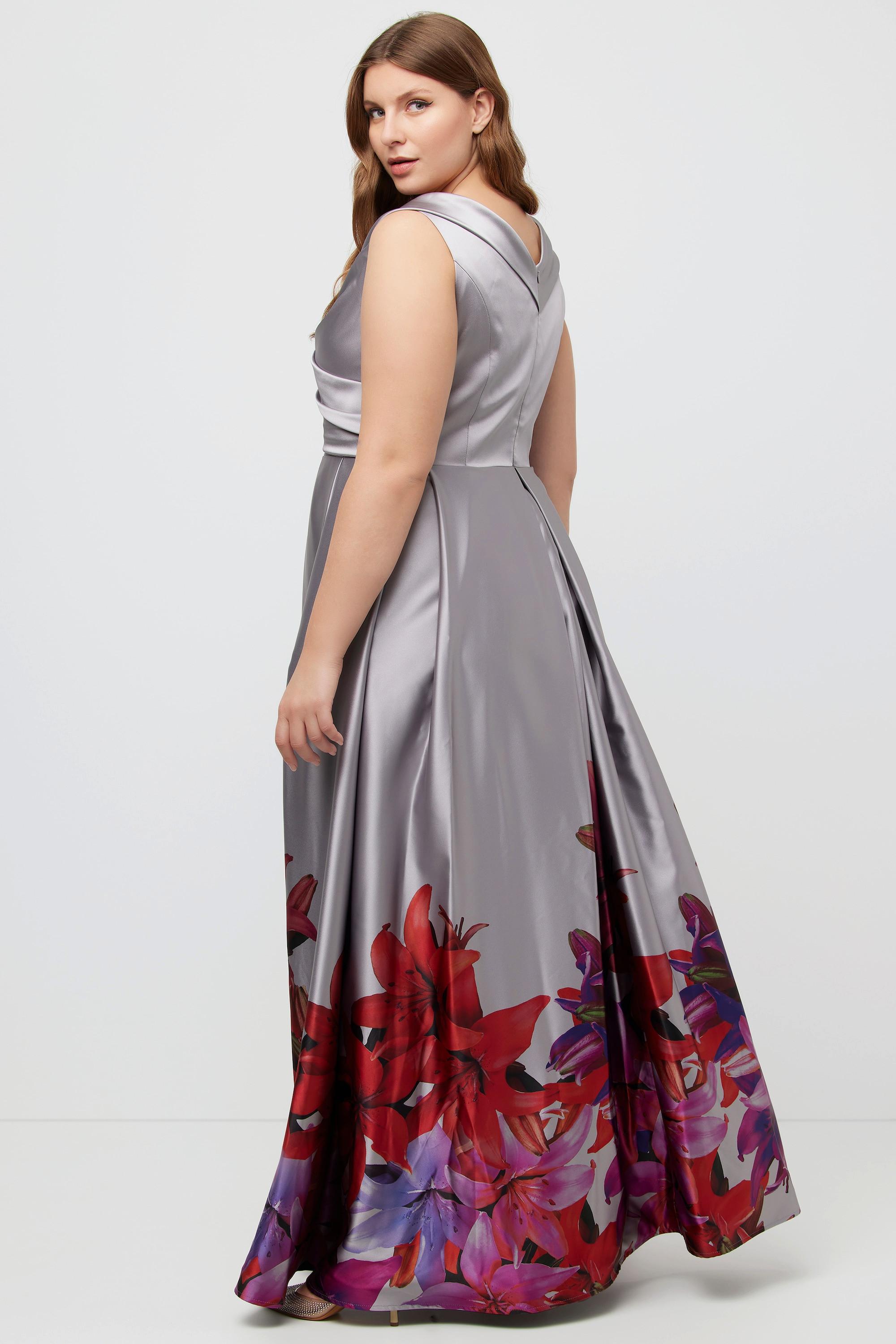 Ulla Popken Abito da Sera Bordura Linea A Scollo a V Senza Maniche  