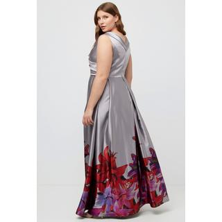 Ulla Popken Abito da Sera Bordura Linea A Scollo a V Senza Maniche  