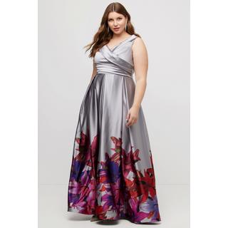 Ulla Popken Abito da Sera Bordura Linea A Scollo a V Senza Maniche  