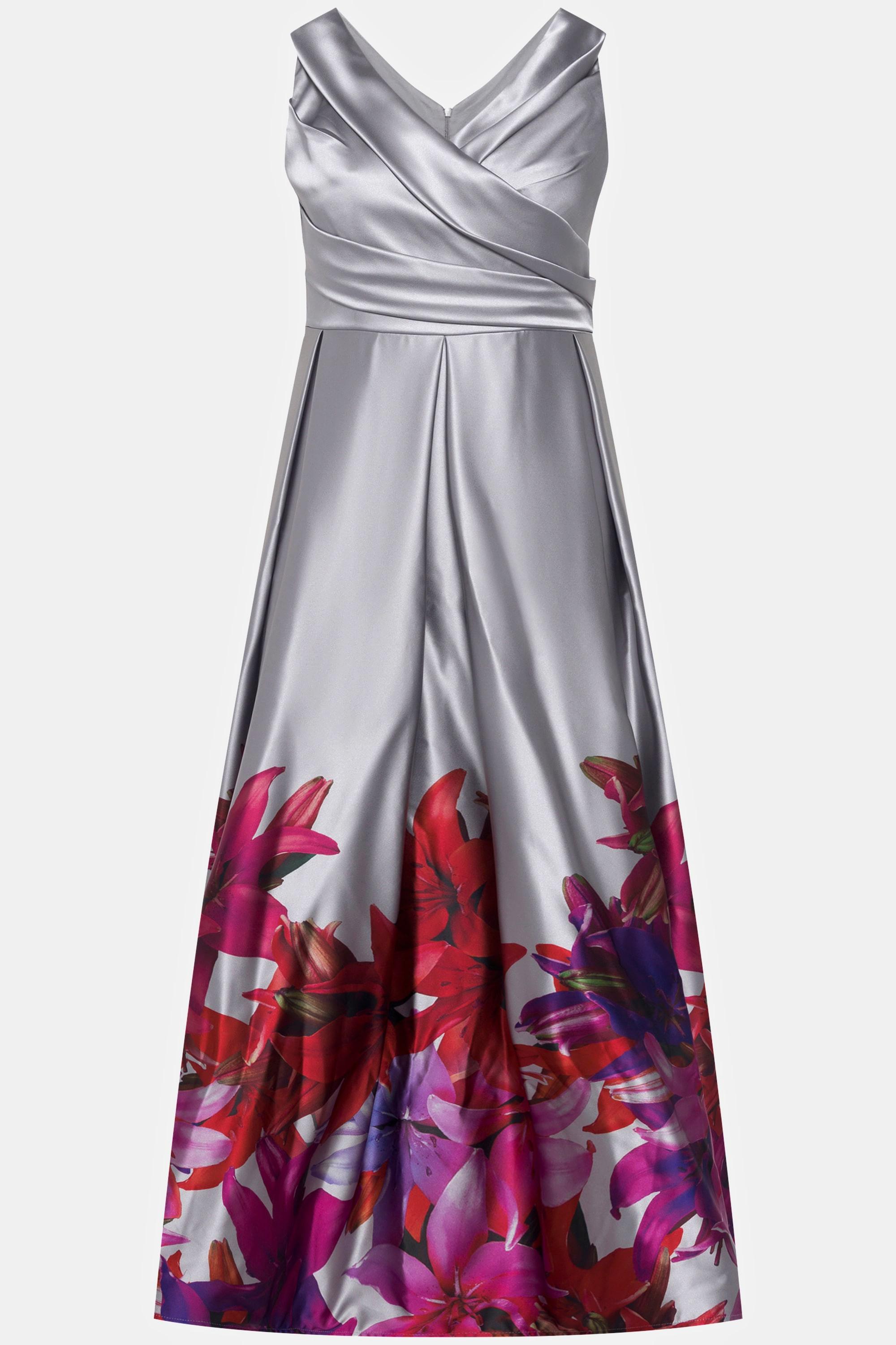 Ulla Popken Abito da Sera Bordura Linea A Scollo a V Senza Maniche  