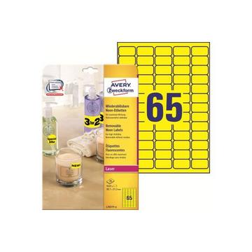 AVERY ZWECKFORM Etiketten 38,1x21,2mm L7651Y-25 gelb 1625 Stück