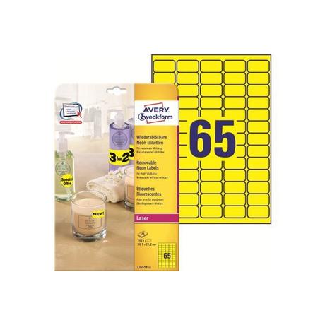Avery-Zweckform AVERY ZWECKFORM Etiketten 38,1x21,2mm L7651Y-25 gelb 1625 Stück  