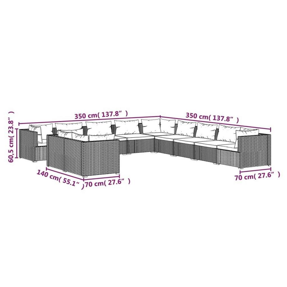 VidaXL set salotto da giardino Polirattan  