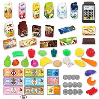 Activity-board  Kinder-Einkaufswagen für Lebensmittel Kleinkinder 65 Lebensmittel Obst und Gemüse Pretend Play Food 