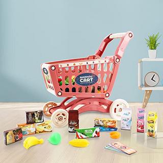 Activity-board  Chariot de courses pour enfants, 65 aliments, fruits et légumes, jeu de simulation, jeu de rôle, jouet éducatif, cuisine, magasin de jouets (rouge) 