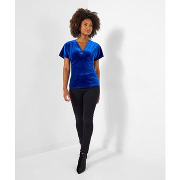 Velours-Top mit V-Ausschnitt