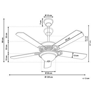 Beliani Ventilateur de plafond avec lampe en MDF Rétro BEGEJ  