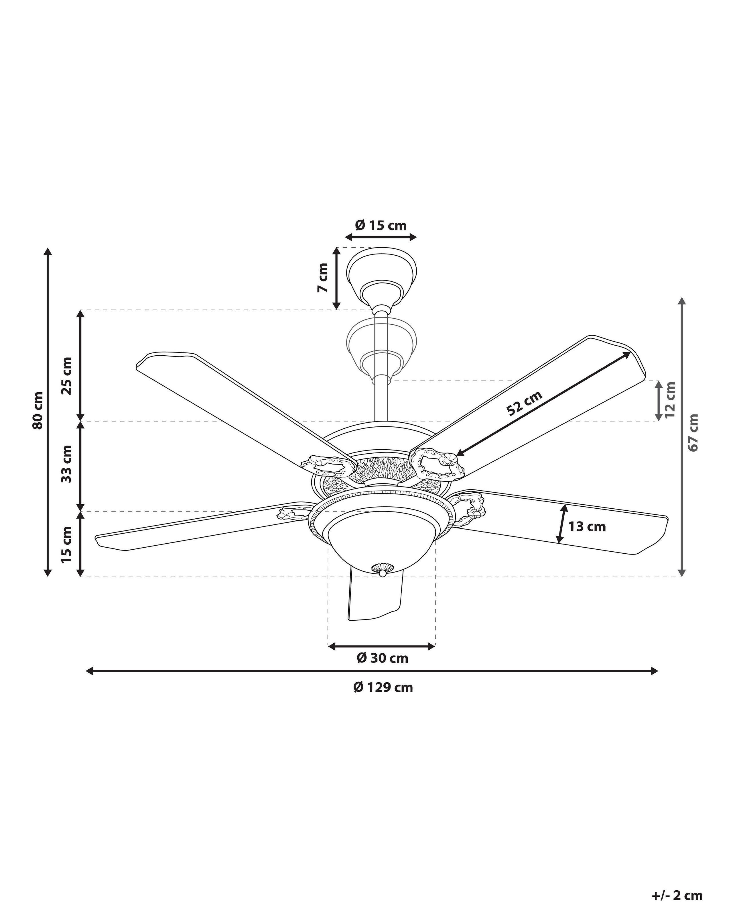 Beliani Deckenventilator mit Licht aus MDF-Platte Retro BEGEJ  