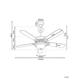 Beliani Deckenventilator mit Licht aus MDF-Platte Retro BEGEJ  