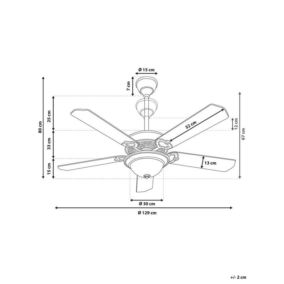Beliani Ventilatore a soffitto con luce en Fibra a media densità (MDF) Retrò BEGEJ  
