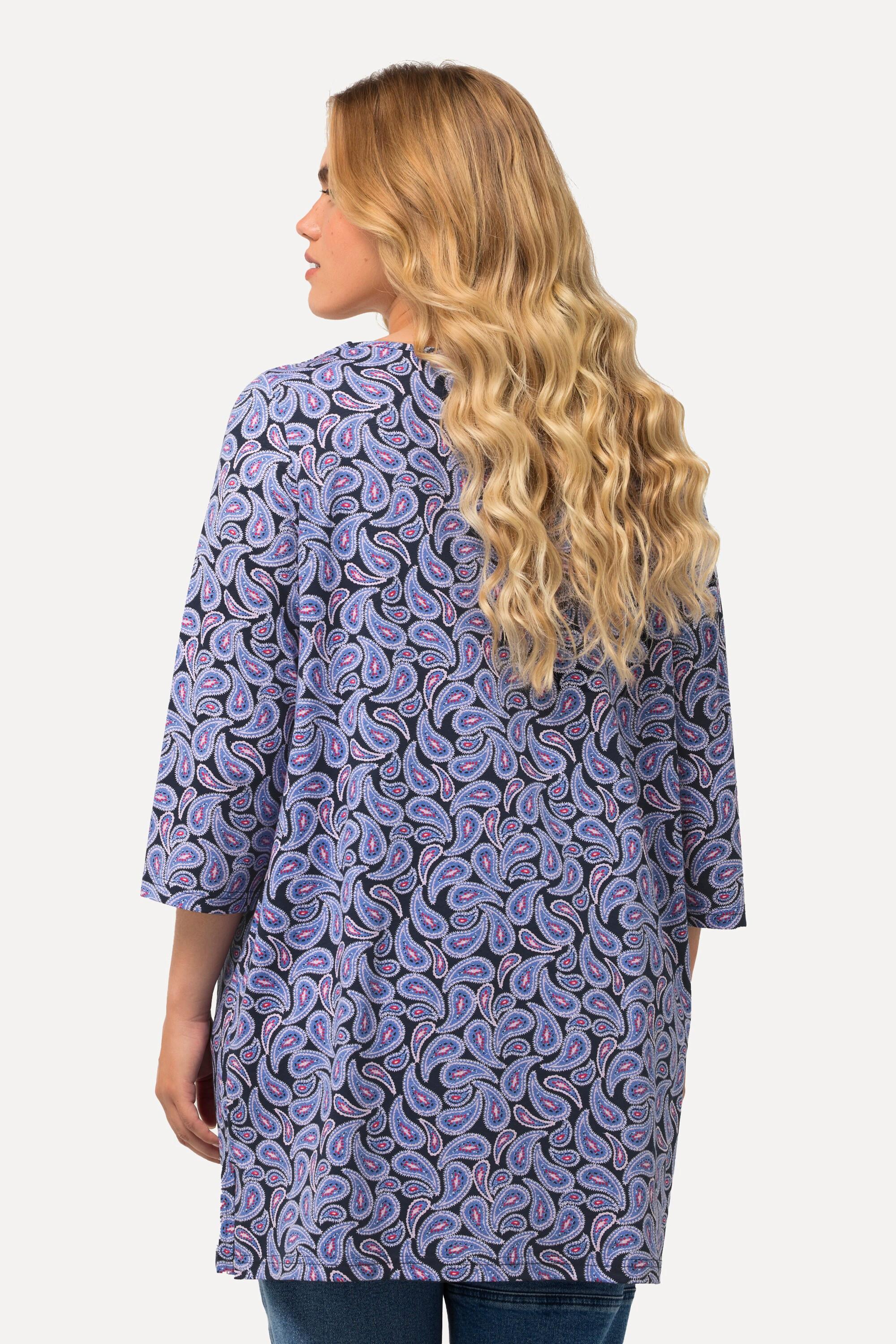 Ulla Popken  Maglia con Paisley, scollo rettangolare e maniche a 3/4 