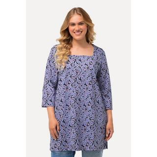 Ulla Popken  Shirt, Paisleymuster, Carree-Ausschnitt, 3/4-Arm 