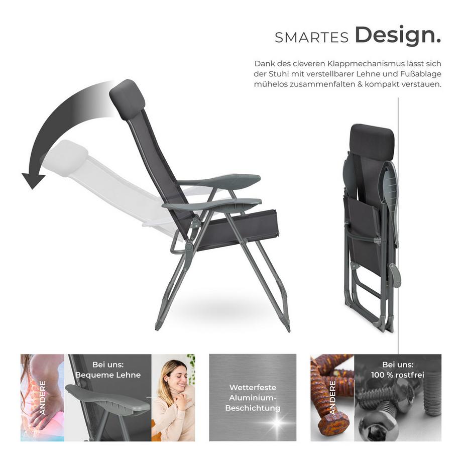 Tectake 4er Set Gartenstuhl Maurine klappbar Textilene-Gewebe mit Aluminiumgestell  