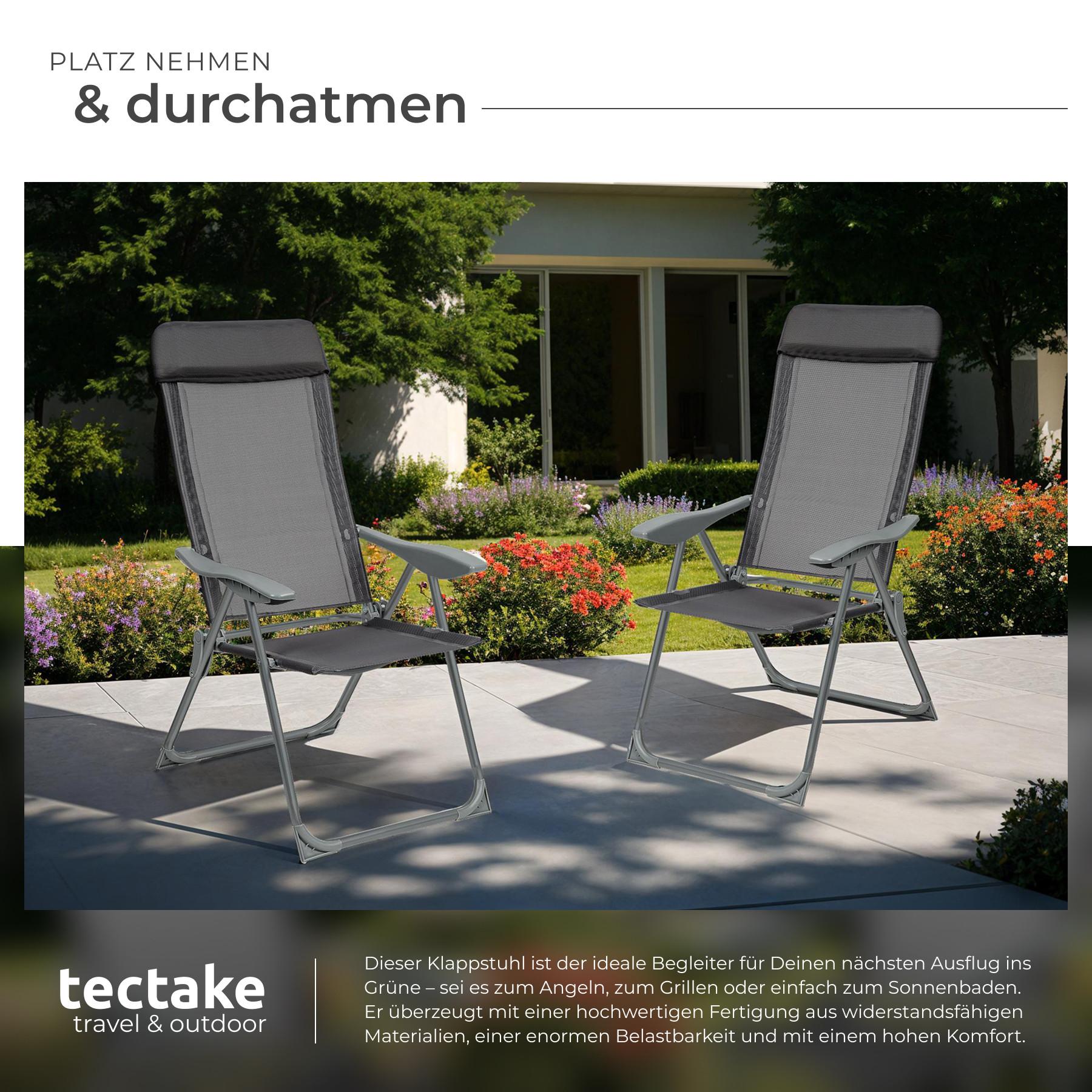 Tectake Lot de 4 chaises de jardin en aluminium avec nuque rembourrée  