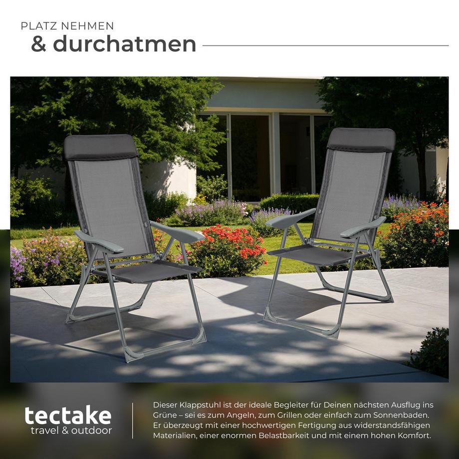 Tectake 4er Set Gartenstuhl Maurine klappbar Textilene-Gewebe mit Aluminiumgestell  