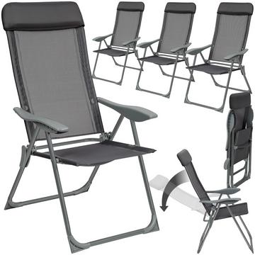 Lot de 4 chaises de jardin en aluminium avec nuque rembourrée