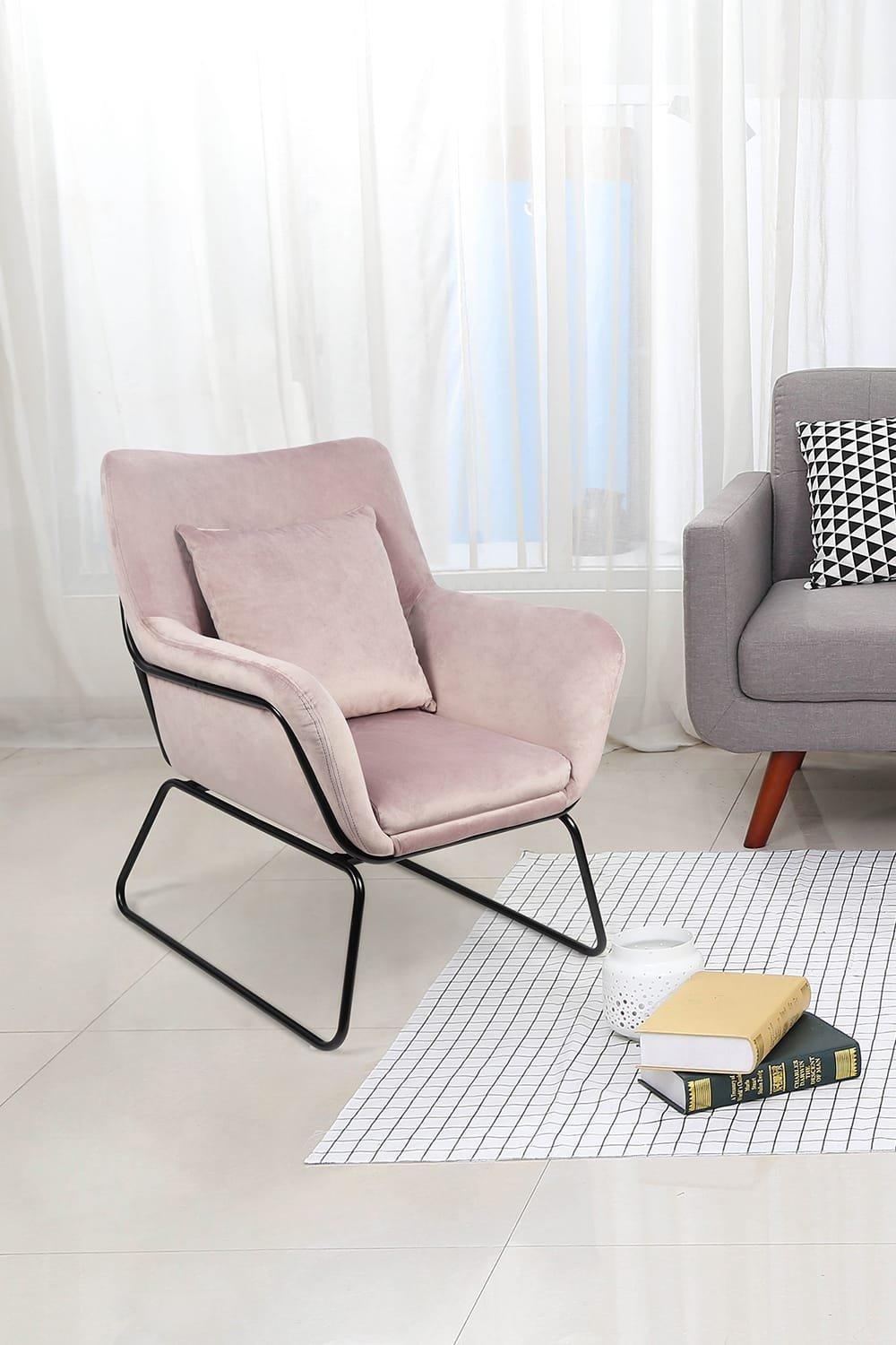 mutoni Fauteuil relax velours velours rose  