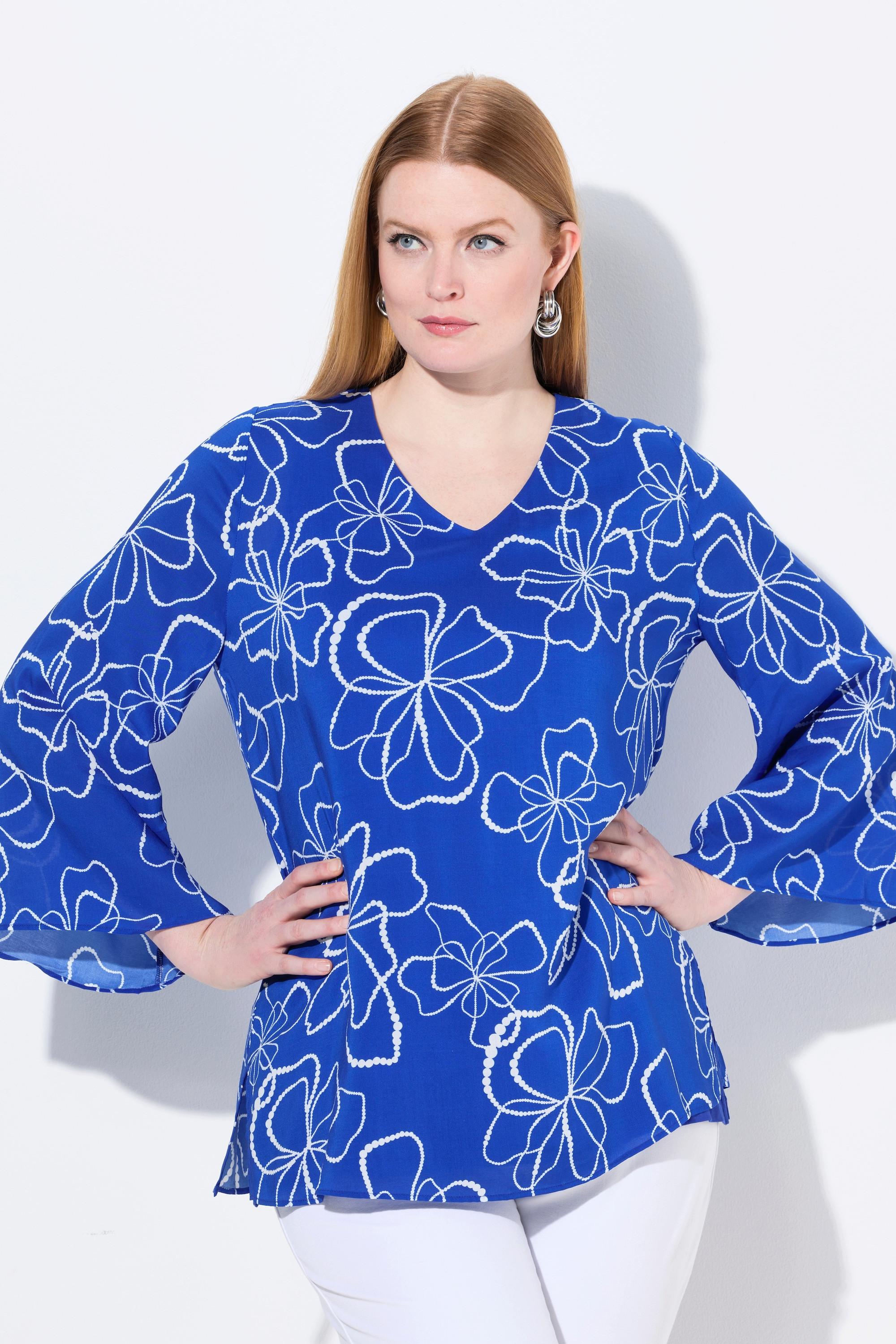 Ulla Popken Maglia Doppia Strato Scollo a V Maniche Lunghe  