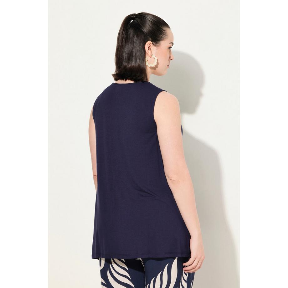 Ulla Popken Top Smanicato Linea A Scollo V Rifiniture Decorative  