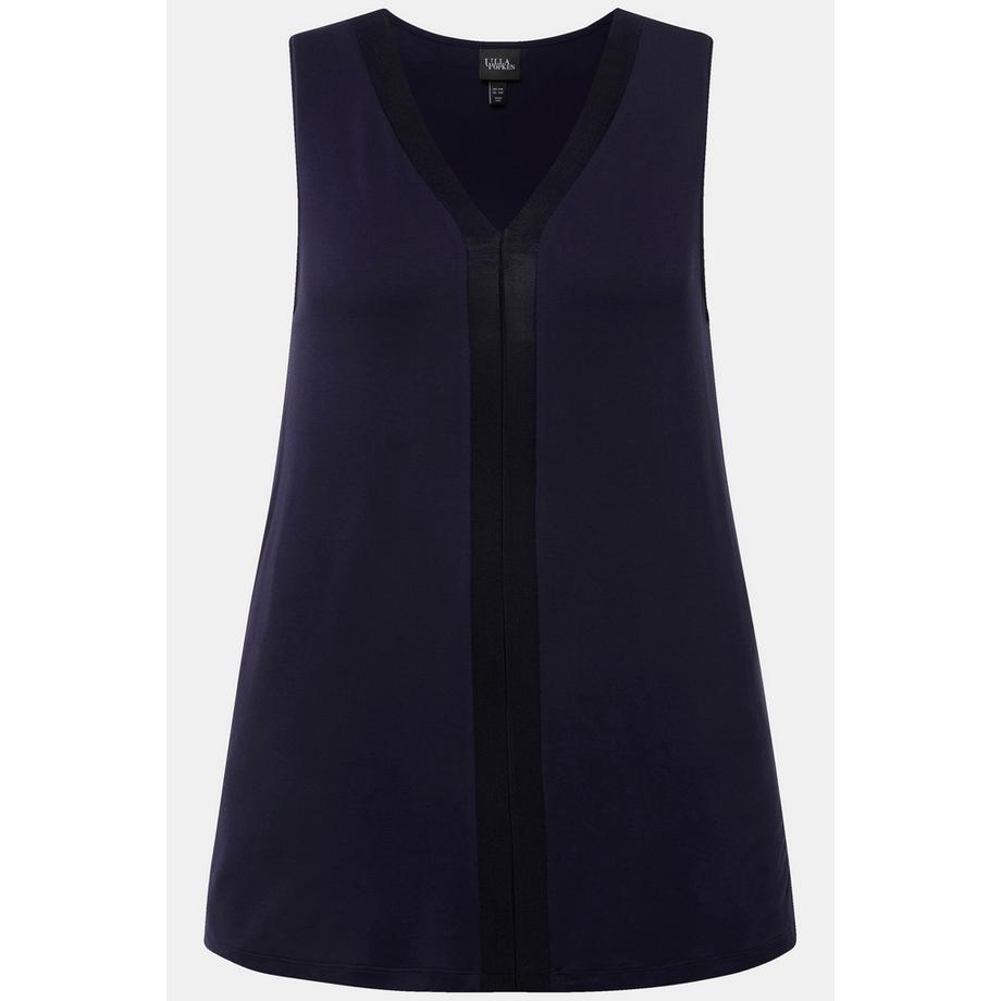 Ulla Popken Top Smanicato Linea A Scollo V Rifiniture Decorative  