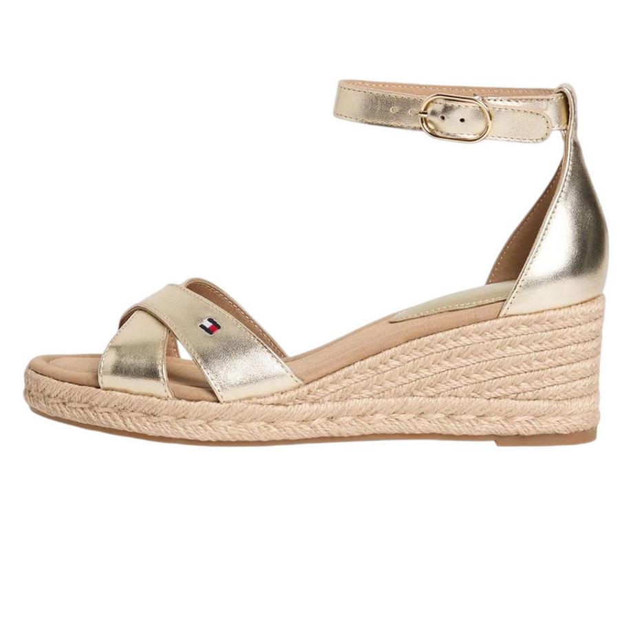 TOMMY HILFIGER Sandalen mit Keilabsatz und verstellbarem Knöchelriemen  