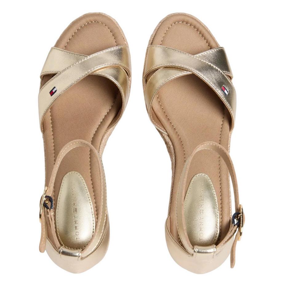 TOMMY HILFIGER Sandalen mit Keilabsatz und verstellbarem Knöchelriemen  