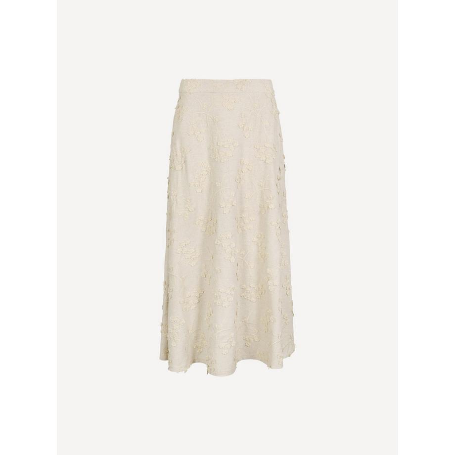 APRICOT Jupe Midi Brodé Fleurie Lin Mélangé  