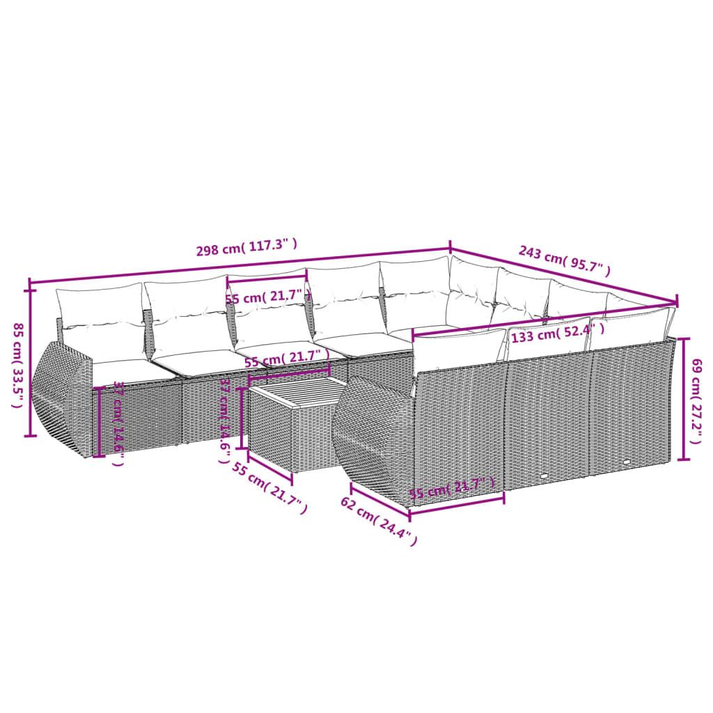 VidaXL Ensemble de canapés de jardin rotin synthétique  