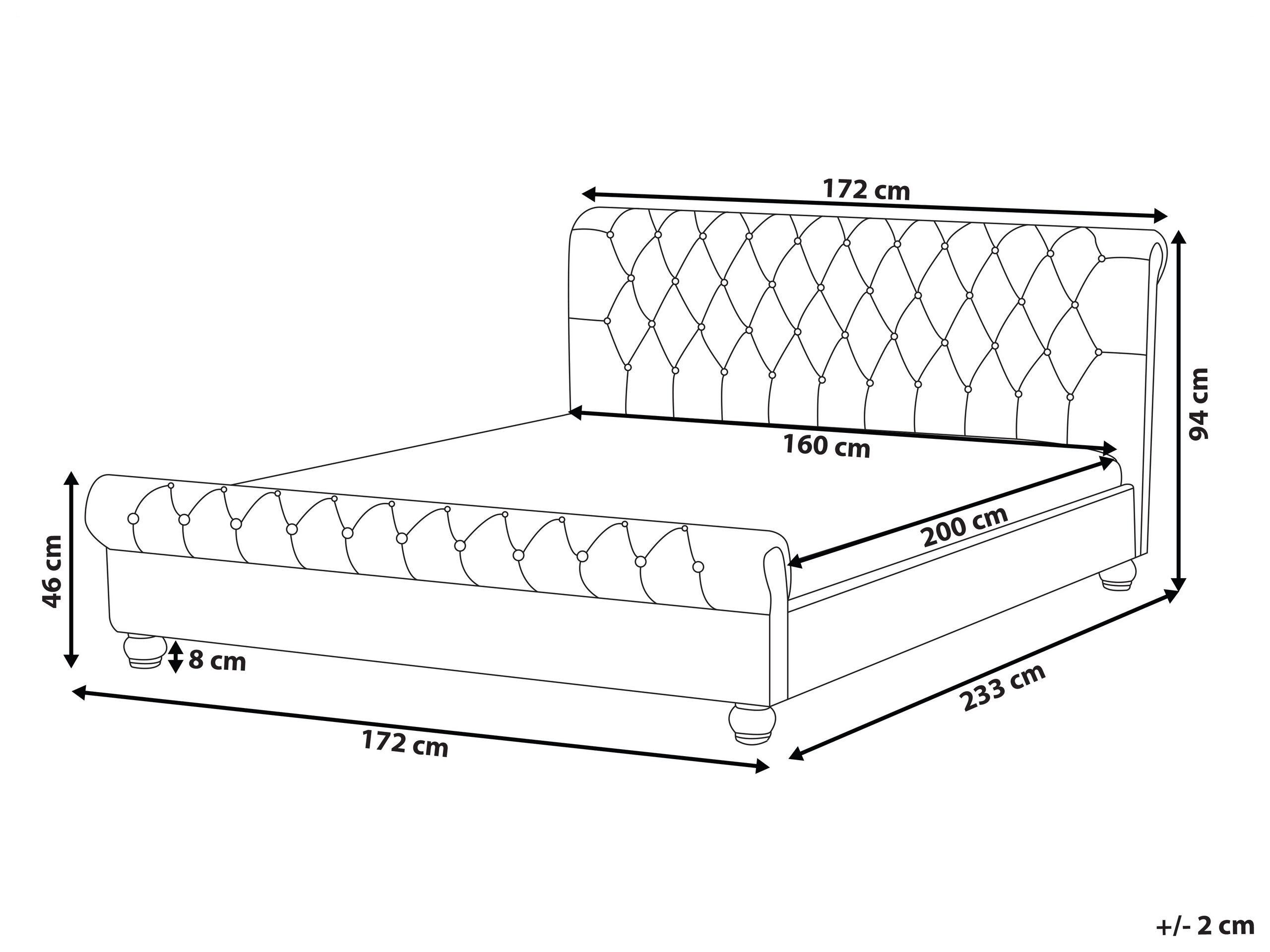 Beliani Letto con rete a doghe en Velluto Glamour AVALLON  