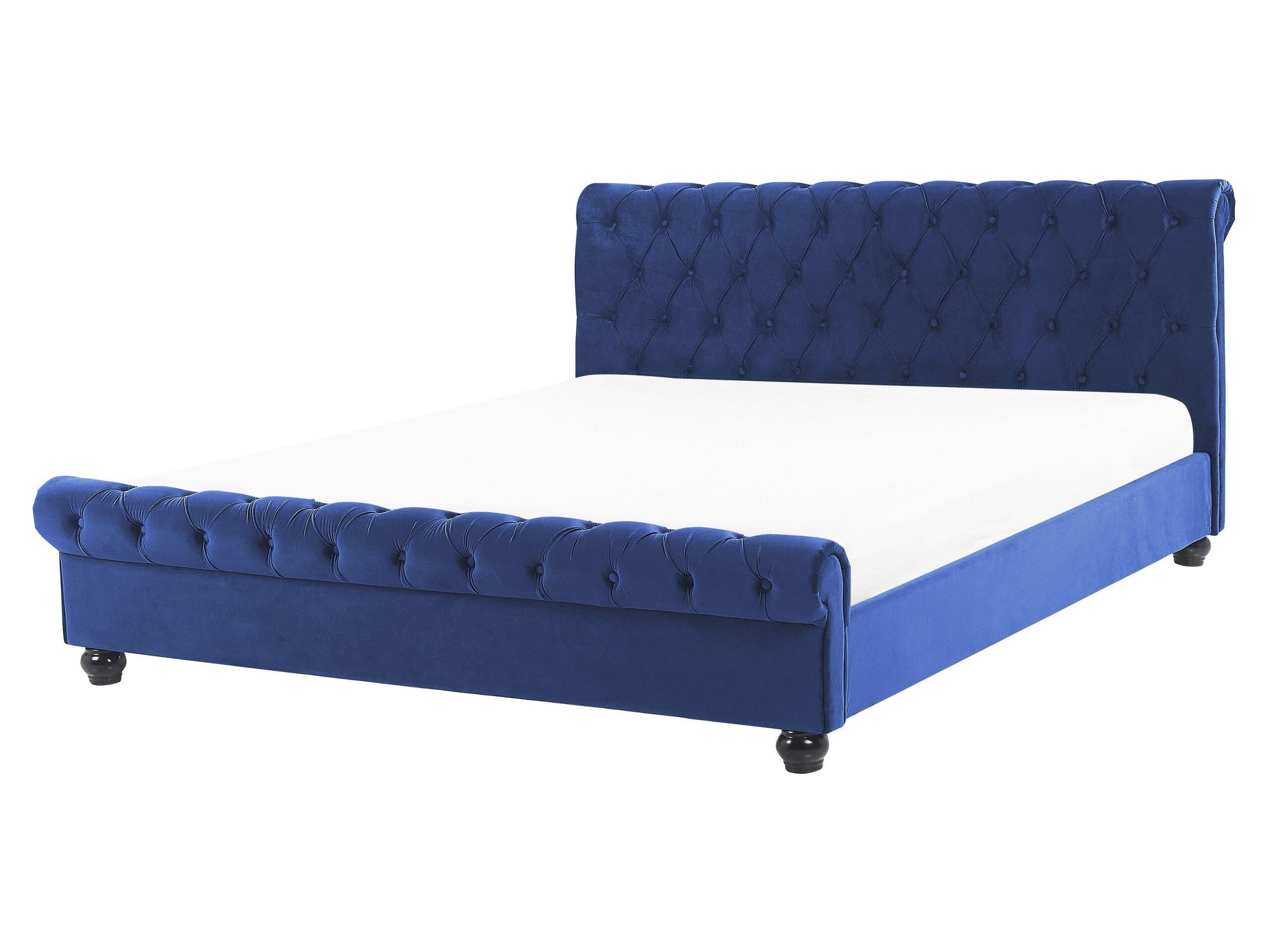 Beliani Letto con rete a doghe en Velluto Glamour AVALLON  