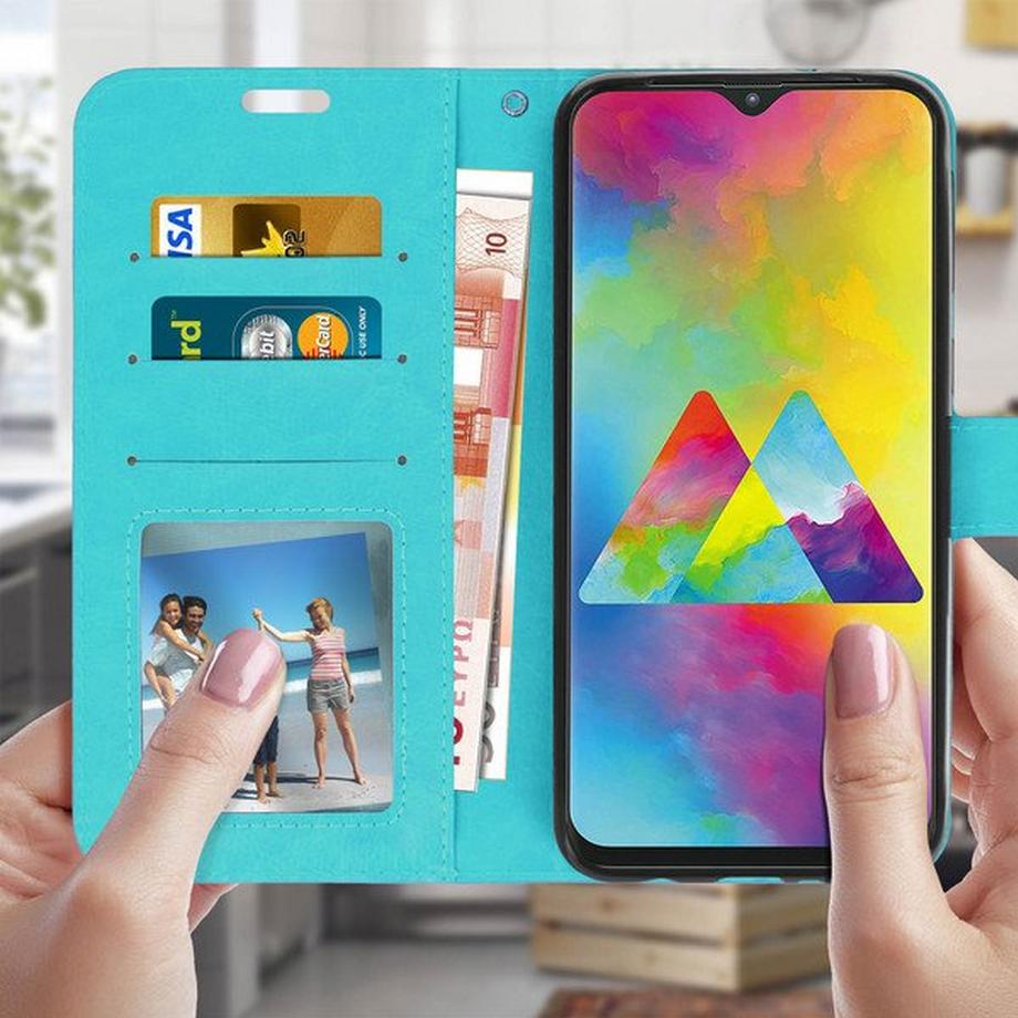 Avizar  Étui Vintage Samsung Galaxy M20 Bleu 