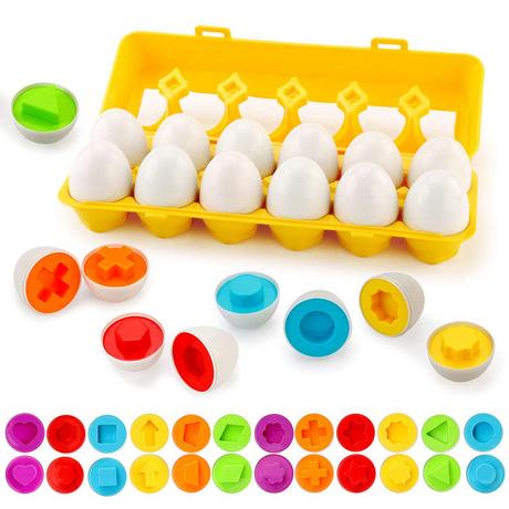 Activity-board  Oeufs assortis 12PCS couleur et la reconnaissance des formes puzzle jouets éducatifs pour les enfants 