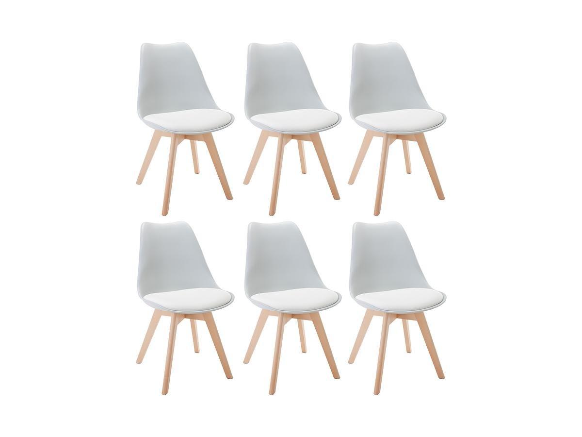 Vente-unique Lot de 6 chaises JODY Polypropylène Hêtre clair  