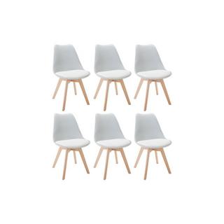 Vente-unique Lot de 6 chaises JODY Polypropylène Hêtre clair  