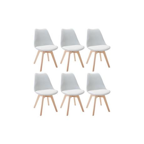 Vente-unique Lot de 6 chaises JODY Polypropylène Hêtre clair  